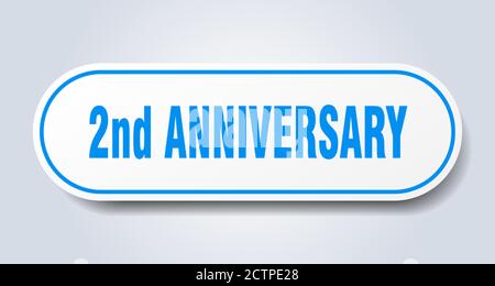 2nd anniversary sign. rounded isolated sticker. white button Stock Vector