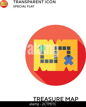 Treasure map vector icon. Flat style illustration. EPS 10 vector. Stock Vector