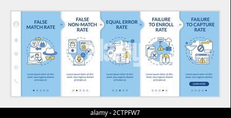 Biometric system performance analysis onboarding vector template Stock Vector