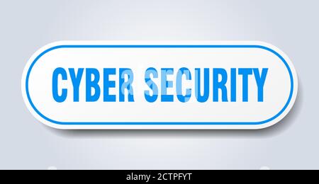 cyber security sign. rounded isolated sticker. white button Stock Vector