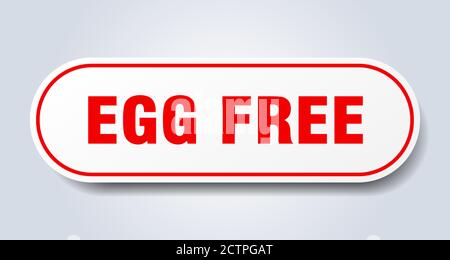 egg free sign. rounded isolated sticker. white button Stock Vector