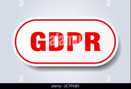 gdpr sign. rounded isolated sticker. white button Stock Vector