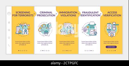Biometrics usage onboarding vector template Stock Vector