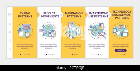 Behavior metrics elements onboarding vector template Stock Vector