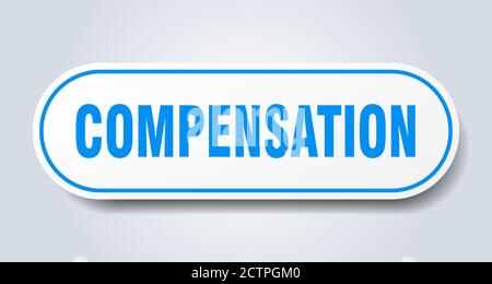 compensation sign. rounded isolated sticker. white button Stock Vector