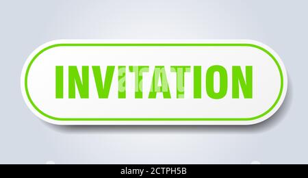 invitation sign. rounded isolated sticker. white button Stock Vector ...