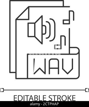 WAV file pixel perfect linear icon Stock Vector