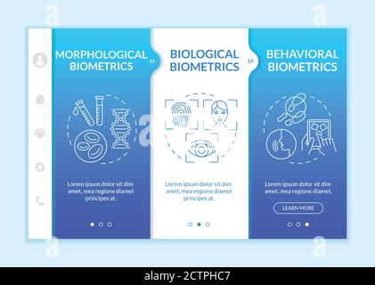 Biometrics types onboarding vector template Stock Vector