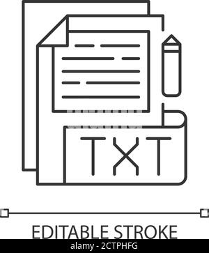 TXT file pixel perfect linear icon Stock Vector
