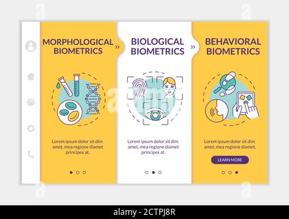 Biometrics types onboarding vector template Stock Vector