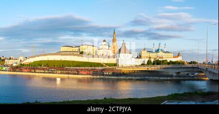 Kazan, Russia – June 26, 2017. Panoramic view of Kazan Kremlin in Kazan, Russia. View from across the Kazanka River. Stock Photo