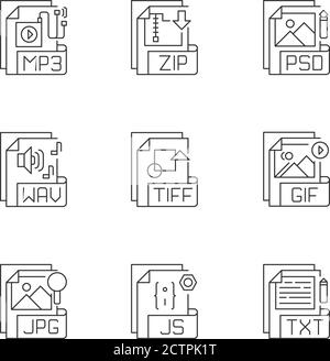 File formats pixel perfect linear icons set Stock Vector Image & Art ...