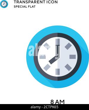 8 am vector icon. Flat style illustration. EPS 10 vector. Stock Vector