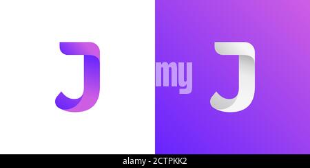 Abstract Modern Letter J logo design using modern hype purple gradient color trend. vector illustration eps10 Stock Vector