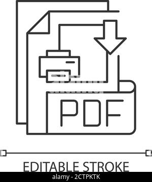PDF file pixel perfect linear icon Stock Vector