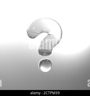 Question mark. Question mark made of glass. 3D glass question mark renderer Stock Photo