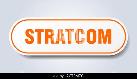 stratcom sign. rounded isolated sticker. white button Stock Vector