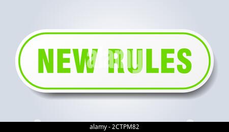 new rules sign. rounded isolated sticker. white button Stock Vector