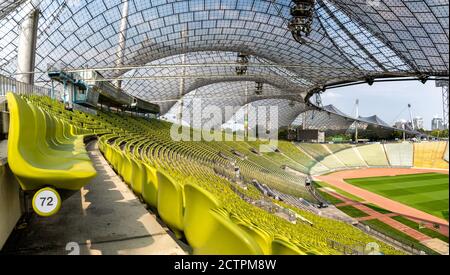 Munich, Bavaria / Germany - 17 September 2020: view of the 1972 Olympic Games stadium in Munich Stock Photo