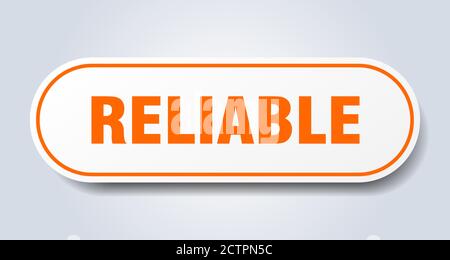 reliable sign. rounded isolated sticker. white button Stock Vector ...