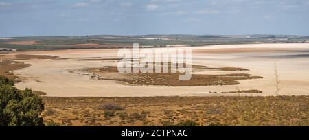 Fuente de Piedra, nature reserve, dry lagoon, salt water lagoon, during drought, Andalucia,  Malaga, Spain. Stock Photo