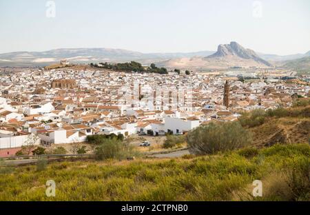 Antequera Spain. Panoramic view of Andalusian village of Antequera, province of Malaga, Andalusia, Spain. Stock Photo