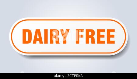 dairy free sign. rounded isolated sticker. white button Stock Vector