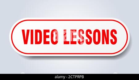 video lessons sign. rounded isolated sticker. white button Stock Vector