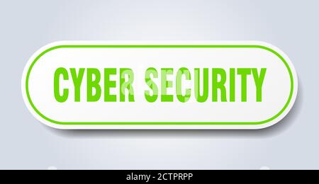 cyber security sign. rounded isolated sticker. white button Stock Vector