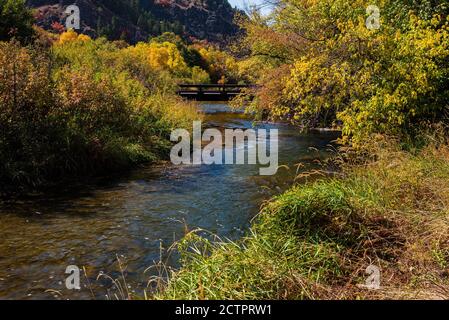 Autumn colors in northern Utah, USA.  The rural town of Hyrum, Utah, near the town of Logan is a scenic drive in the Fall. Stock Photo