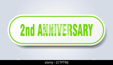 2nd anniversary sign. rounded isolated sticker. white button Stock Vector