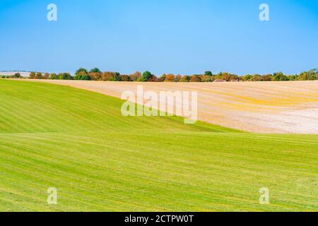 View of English countryside from Dunstable Downs in the Chiltern Hills, Bedfordshire, UK Stock Photo