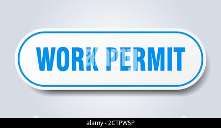 work permit sign. rounded isolated sticker. white button Stock Vector