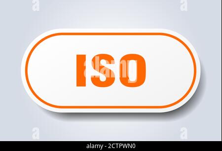 iso sign. rounded isolated sticker. white button Stock Vector Image ...