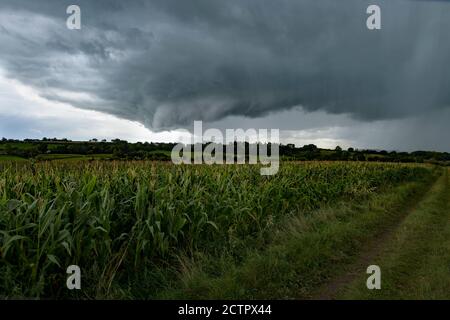 Stormy weather over Tardebigge in Worcestershire, UK. Stock Photo