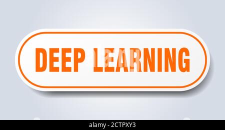 deep learning sign. rounded isolated sticker. white button Stock Vector