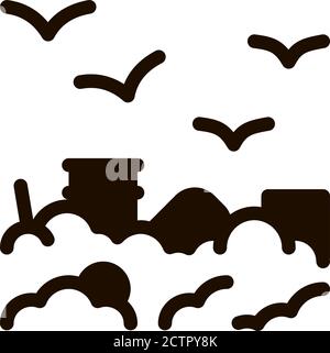 Building Smog And Birds Vector Icon Stock Vector