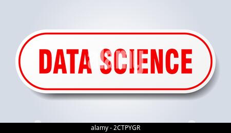 data science sign. rounded isolated sticker. white button Stock Vector