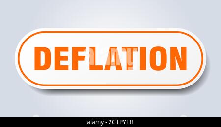 deflation sign. rounded isolated sticker. white button Stock Vector ...