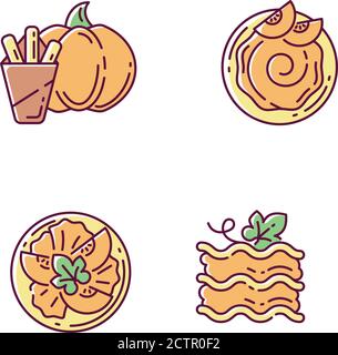 Gourd recipes RGB color icons set Stock Vector