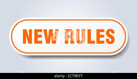 new rules sign. rounded isolated sticker. white button Stock Vector