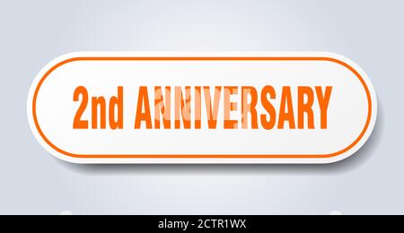 2nd anniversary sign. rounded isolated sticker. white button Stock Vector