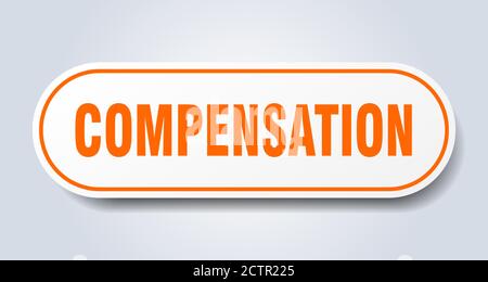 compensation sign. rounded isolated sticker. white button Stock Vector