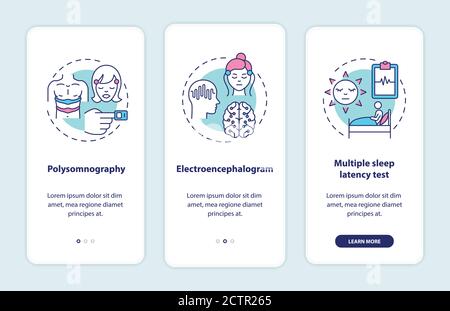 Daytime nap study onboarding mobile app page screen with concepts Stock Vector