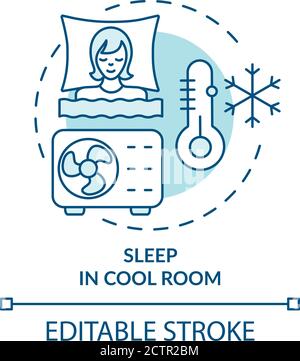 Sleep in cool room turquoise concept icon Stock Vector