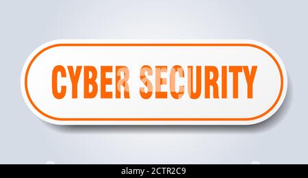 cyber security sign. rounded isolated sticker. white button Stock Vector