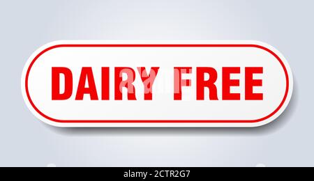 dairy free sign. rounded isolated sticker. white button Stock Vector