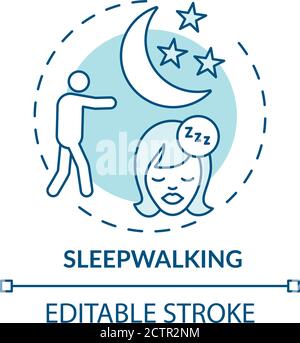 Night sleepwalking disorder. Mental problem, sleeping problems cartoon ...