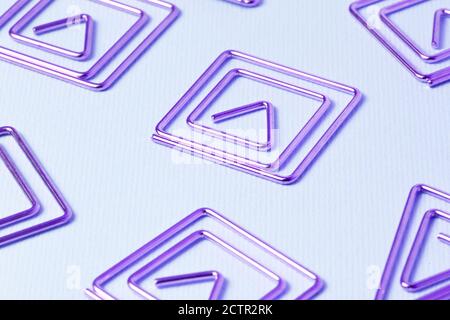 Abstract square and triangles metallic shapes on the purple background Stock Photo
