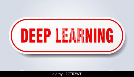 deep learning sign. rounded isolated sticker. white button Stock Vector ...